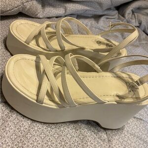 white chunky platform sandals heels wild fable